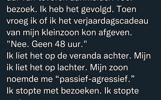 Mijn schoondochter verbood me mijn kleinzoon te zien zonder 48 uur voorafgaande toestemming — dus stopte ik met vragen. Zes…