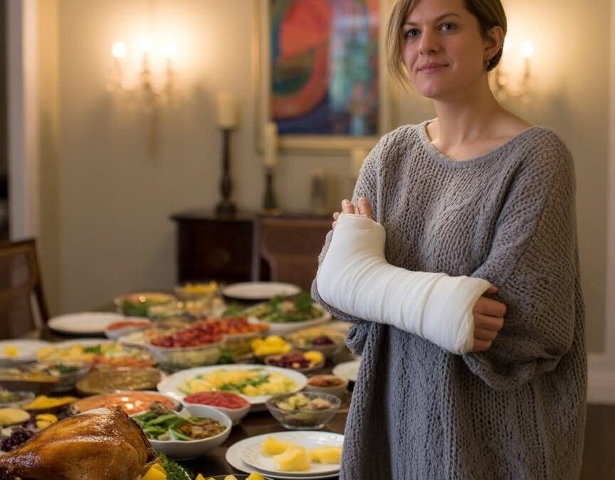 Mijn man dwong me zijn verjaardagsfeest te organiseren terwijl mijn arm gebroken was – dus ik heb hem een ​​lesje…